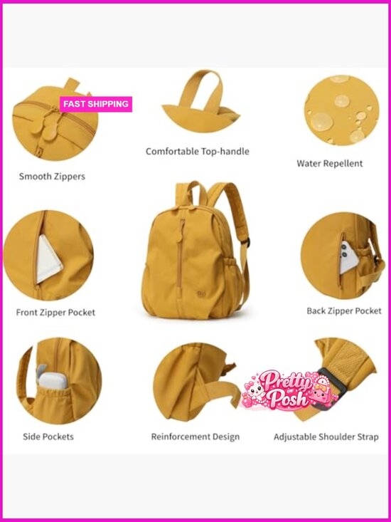 Lightweight Water-Resistant Nylon Mini Backpack Purse Daypack Travel Work main image 7